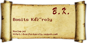 Bosits Károly névjegykártya