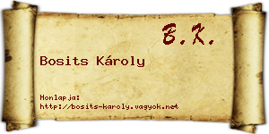 Bosits Károly névjegykártya